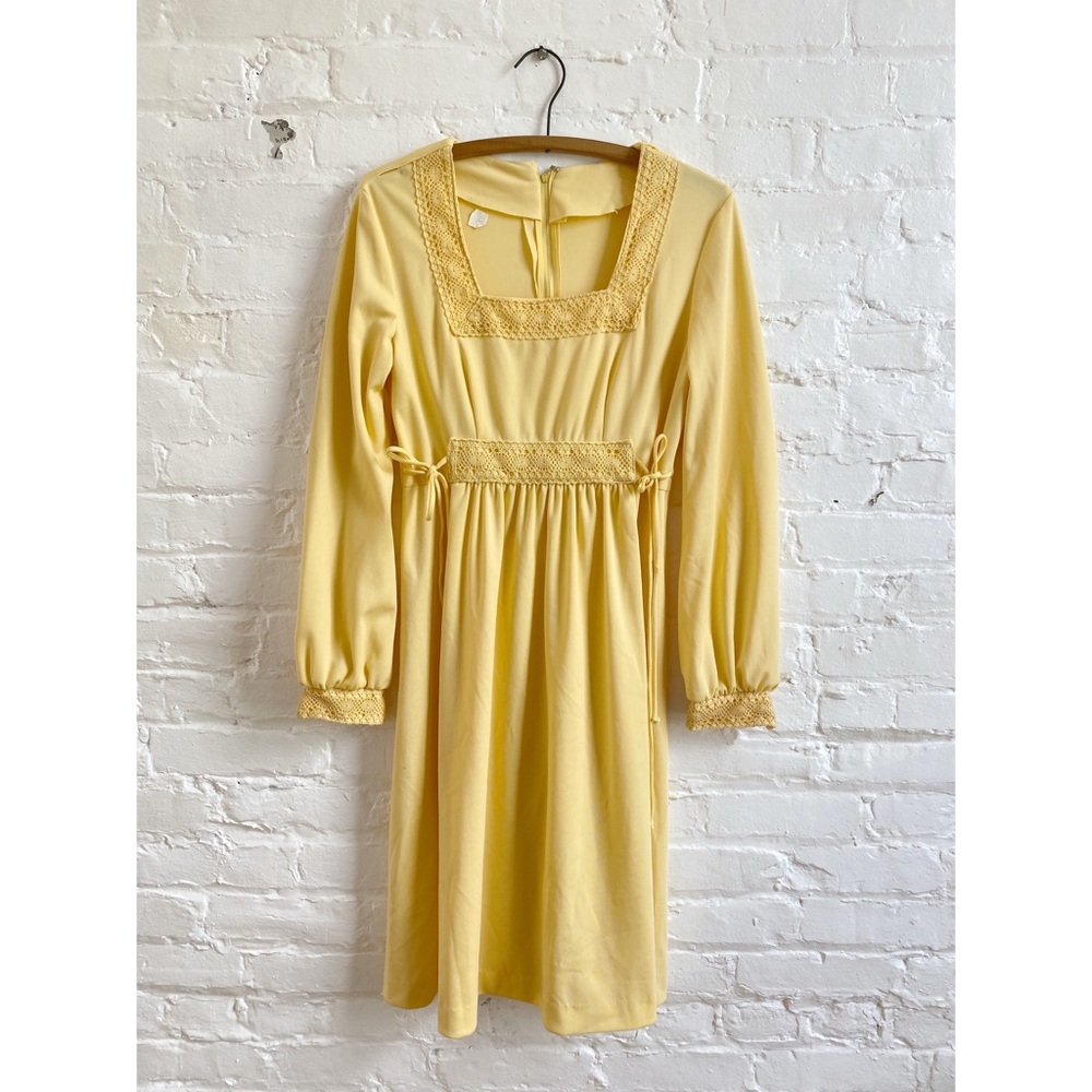 Vintage 1970s Yellow Boho Dress